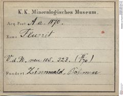 Etiketten zu Fluorit (NHMW-MIN-Aa1170)